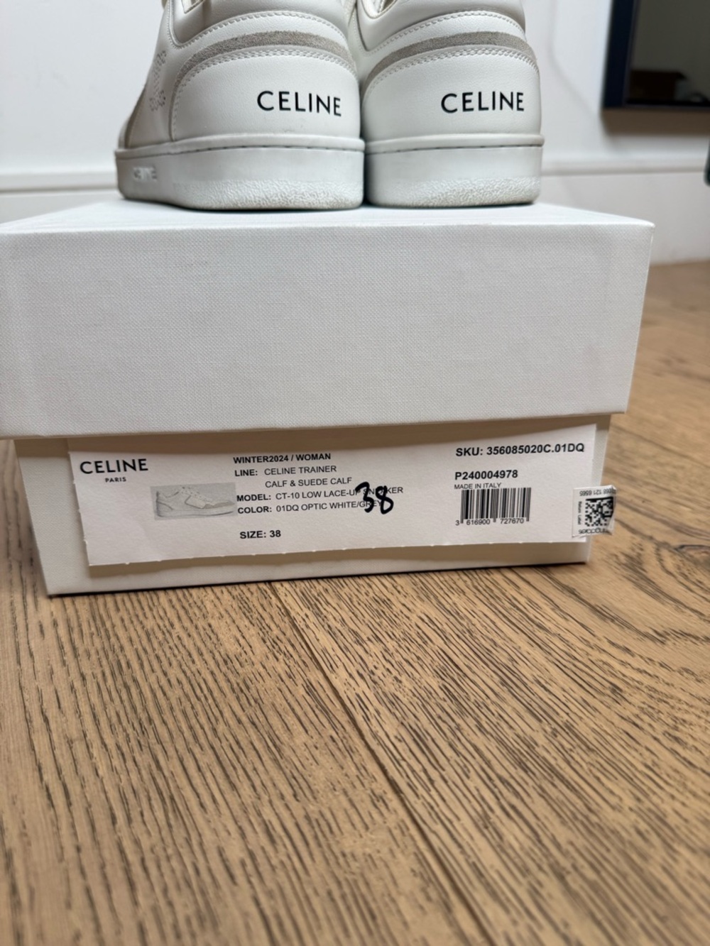 Celine CT-10 TRAINER LOW LACE-UP SNEAKER in CALFSKIN AND SUEDE CALFSKIN - Picture 6 of 7